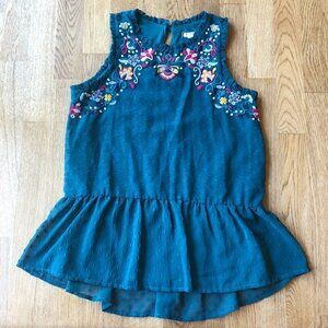 Eyeshadow Embroidered Peplum Tank Top Size XS